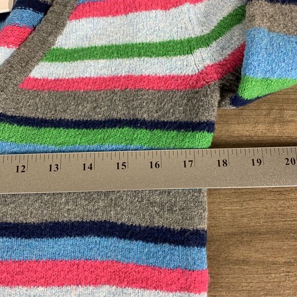 No Boundaries Junior Sweater Size Large Striped Colorful Stretch Knit V-Neck - Picture 3 of 8